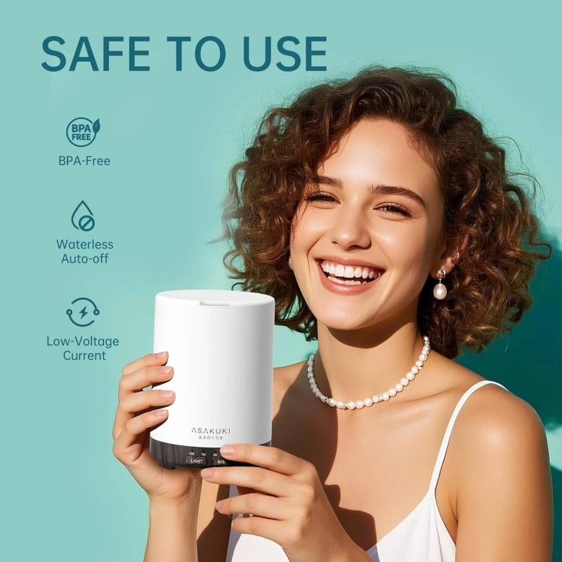 ASAKUKI 300ML Oil Diffuser | Quiet 5-in-1 Humidifier, 7-Color LED,