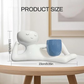 JEAMZHU Lazy Guy Planter,Funny Plant Pots with Planter with Drainage Hole,Unique Lying Figure Decor for Home or Garden,Cute Plant Pot Gift,Funny pots for Plants - Smiling Face with Funny Planter Pots