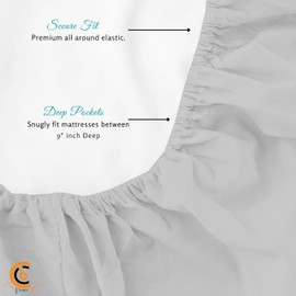 Camping Cot Sheets 33" x 75" - 3 Piece Cot Sheet Set for Bunk Bed - fits upto 9" Deep Mattress, Perfect for Narrow Twin, Camping Cot, RV Bunk, Guest Beds, Trifold Mattress - Light Grey