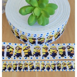 Unbranded 7/8 & 1.5 " (1 YD) Minions Grosgrain Ribbon Stuart & Keven Polka Dots  - 1.5 inch