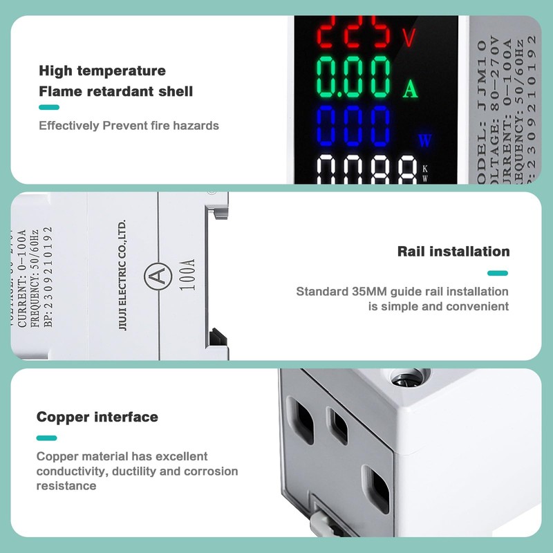 DEWIN Digital Electricity Meter, Electricity Meter, DIN Rail, Digital Display,