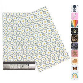 6x9 Poly Mailers – Floral Daisy – Waterproof, Tear-Resistant Shipping Bags with Adhesive Seal – 100 Pack – Package Mint