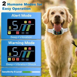 Dog Bark Collar, Rechargeable Smart Collar, Anti Barking Training Collar with Adjustable Sensitivity Beep Vibration Shock, Bark Collar for Large Medium Small Dogs