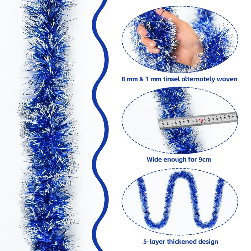Tinsel Christmas Tree, Blue & White, 4 x 3 m