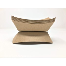 Mr. Miracle Kraft Paper Food Tray. 1/4 Pound Size. Dim - 4.25 x 3.25 x 1.25 inches. Pack of 100. Recyclable and Biodegradable. Made in USA