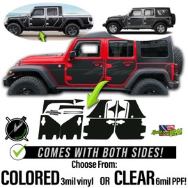BENINI DESIGN STUDIO Vinyl Decal Panel Protection Sticker Kit Side Stripes Graphics Decal Vinyl Kit Compatible with Jeep Wrangler JK 2 Door and 4 Door Unlimied 2007-2018 (4 Door, Matte Black)