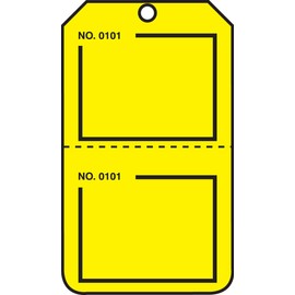 Accuform TPP224CTM PF-Cardstock Blank Numbered Tag, Legend "(Blank)", 5.75" Length x 3.25" Width x 0.010" Thickness, Black on Yellow (Pack of 5)