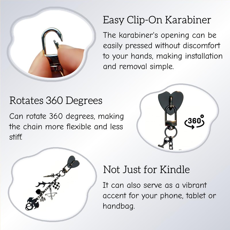 Sxdahran Charm Chain for Kindle, Fantasy E-Reader Decor Cute Charms