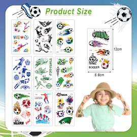 10 Sheets Football Temporary Tattoos Stickers for Kids,Childrens Fake Tattoo Sticker Set Multiple Patterns Waterproof Removable Stickers for Prizes Birthday Party Bag Fillers for Boys Girls