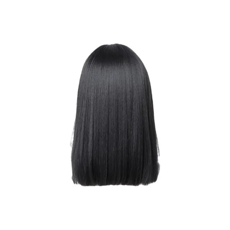 . Peluca Lacia Negro Sintetica Natural Mujer Con Flequillo