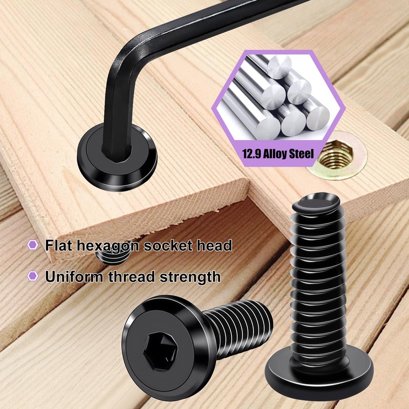 32 Sets Furniture Screw Nut 1/4-20 x 3/4" Threaded Inserts