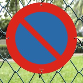 Ashoaza 2 x No Parking Sign Aluminium Metal Round Road Sign for Outdoor Use Diameter 30 cm No Parking (Stop Prohibited)