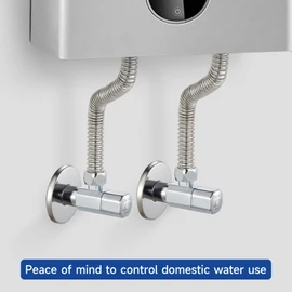 SUBMARINE Brass Angle Stop Valve, 1/2'' Inlet and Outlet Caliber, 1/4 Turn Shut Off Valve, With 3/8'' Adapter, Suitable for Kitchen, Bathroom and Toilet(Chrome Plating)