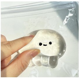 Handmade Clear Jellyfish Baby Toy - Cute Soft Squid Stress Relief Toy, Fidget Toy for Stress Relief, Office & School Essentials, Novelty Squishy Toy for Adults, Adorable Fidget Gadget(Jellyfish Baby)