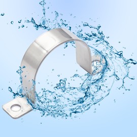 Pack of 10 Pipe Clamps Diameter 50 mm Mounting Clamp Pipe Clamp Heavy U Pipe Clamps Two Hole Pipe Clamp Mounting Clamp Stainless Steel for Pipeline Electric Cable Empty Pipes