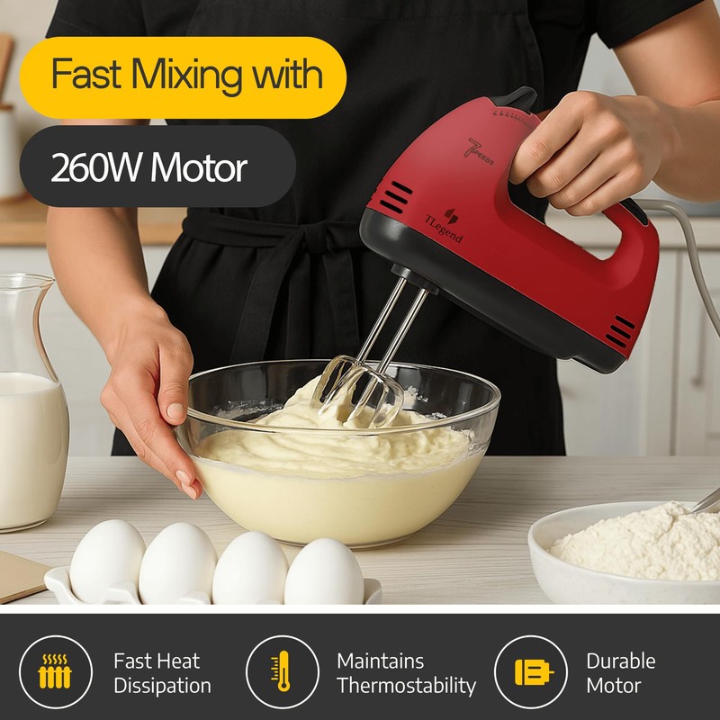 TechnoLegend Hand Mixer Electric Handheld – 7 Speed Ultra Power