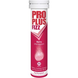 Pro Plus Fizz - 20 Effervescent Berry Flavour Tablets - Caffeine, Guarana, Ginseng and Vitamins B12, B2 & B6