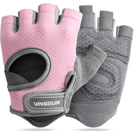 VINSGUIR Gym Gloves for Women, Weight Lifting Gloves for Gym, Cycling, Exercise, Fitness and Training, with Excellent Grip and Cushion Pads (Pink, M)