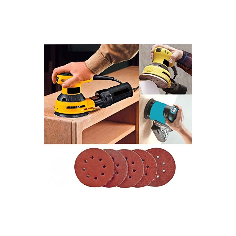 100PCS 125mm Sanding Discs Round 8 Hole Sanding Discs Pads