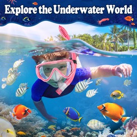 UPhitnis Children's / Adults’ Snorkel Set - Anti-Fog and Dry Snorkel - Anti-Leak Diving Mask - Snorkel Set for Boys / Girls - Pink, Blue, Black, Yellow, pink