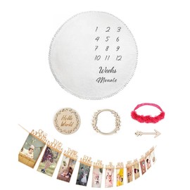 QB-127 Monthly Photo Blanket, Nap Mat, Baby Photo, Photography, Commemorative Photo, Growth Record, Birthday, Photo Garland, Memorial Goods, Round