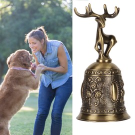 Deer Shape Hand Bell, Decorative Vintage Hand Bell Deer Appearance Design Metal Deer Handle Call Bell for Opening Dinner Dining Table Ringing Bells (Bronze)