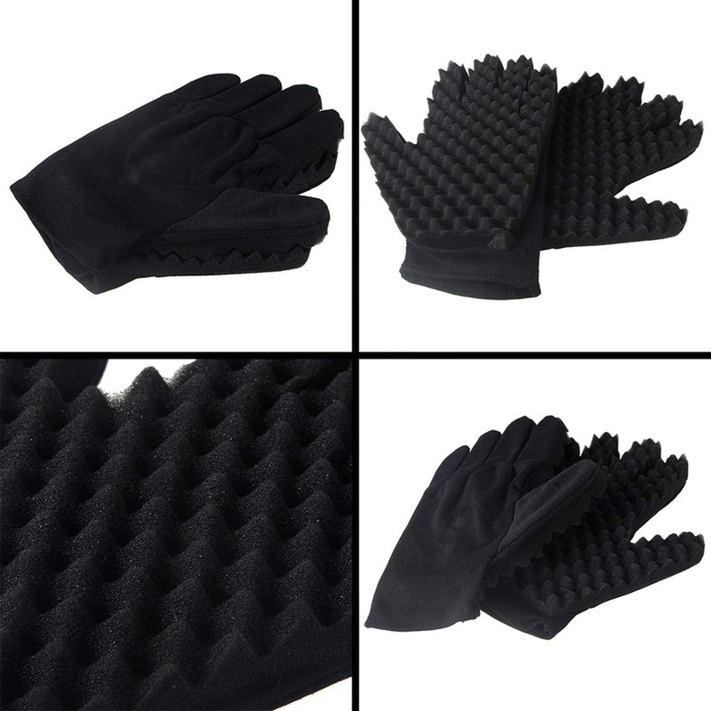 Xfaiz Magic Curly Sponge Gloves Tutorial for Barbiers Wave Black