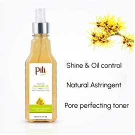 PILI Witch Hazel Facial Toner. Control Excess Oil & Shine. Natural Astringent & Facial Toner. Moisturizer for Acne Prone Skin with Refreshing Witch Hazel, Hamamelis Virginiana. 8.4 oz