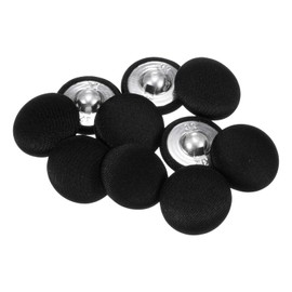 QUARKZMAN Pack of 10 Black Buttons with Fabric Cover 20 mm Satin Fabric Covered Sewing Buttons Round Craft Buttons Metal Shank Eyelet Buttons Vintage for Coat Clothing Jacket Blazer Suits DIY
