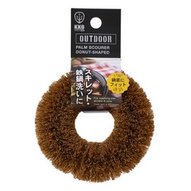 Kokubo KO-006 Outdoor Palm Scourer Donut, Brown, Palm Palm Palm Natural Materials, BBQ, Dishwashing, Griddle Net, Skillet, Iron Pot, Mestine, Cleaning, Scourer, Camp, Colander, Kitchen