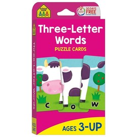 School Zone Three-Letter Words Puzzle Cards - 56 Flash Cards for Toddler, Preschool, Kindergarten, Letter Recognition & Spell Words for Ages 3+