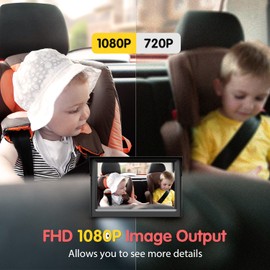 LUCKVIEW BM1 Baby Car Camera for Back Seat & Pet Monitoring, 5'' 1080P Monitor with IR Night Vision, 3X Zoom, Crystal Clear View, Easy 5-Min Wired Installation for Peace of Mind