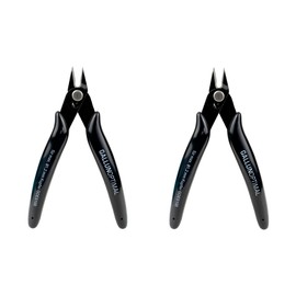 GALLUNOPTIMAL Set of 2 Electronic Side Cutters Mini Side Cutters with Extra Slim Head 21° Angled Blade without Bevel Including Opening and Wire Retaining Spring 130 mm