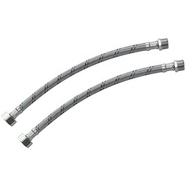 AERZETIX - C51088 - Set of 2 Hose Lines 300 mm 1/2 Inch Female - 3/8 Inch Male - Flexible Connection Hose - Flexible Connection Hose Sanitary for Taps Bathroom Kitchen Heating