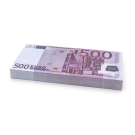 Cashbricks 100 x €500 Euro Play Money Notes – Reduced – 75% Size