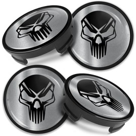 Biomar Labs 4 x 54 mm Hub Caps Compatible with Ford Wheel Centre Caps Wheel Hub Caps Alloy Wheels Skull CF 46