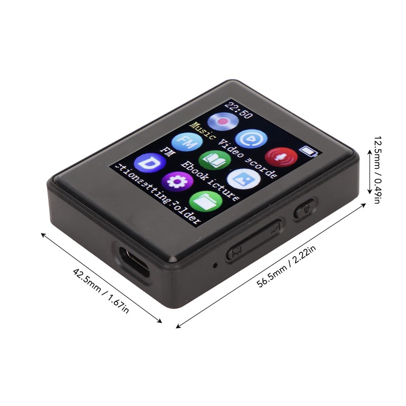 MP3 Player Bluetooth 5.0 1.77 Inch Screen HiFi Recording Electric