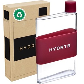HYDRTE Flat Water Bottle 17 oz, Leak Proof and Slim Water Bottle Design,The Purse Water Bottle, Cute Water Bottle Made for Women and Men, BPA Free Square Water Bottle