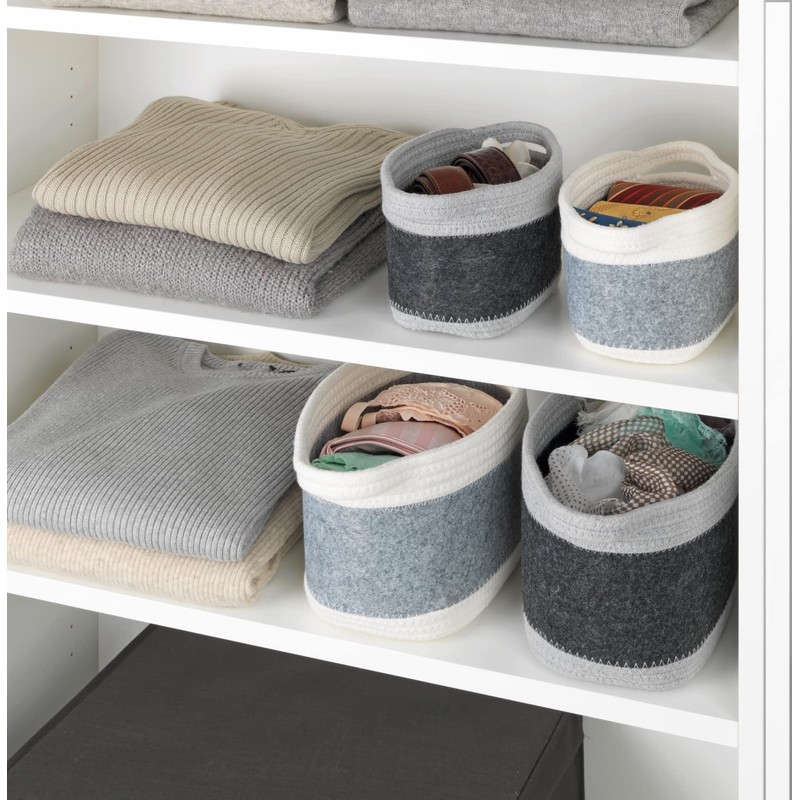 WENKO Bea M Felt Basket with Two White Handles, Made
