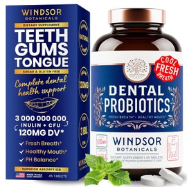 Windsor Botanicals | Probióticos Dentales para el Mal Aliento | K12 Pro B Masticable para Salud Bucal | 3 Mil Millones de UFC | 45 Tabletas de Menta