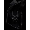 COOLSTEELANDBEYOND Flat Snake Chain Layered Necklace, Three Strands Waterfall Necklace,