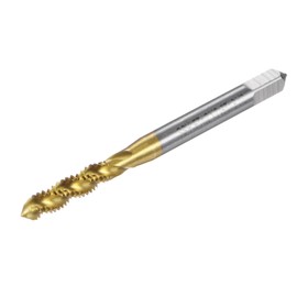 sourcing map Spiral Flute Thread Taps, 3/16-28 UNF 2B Screw Threading Tap, Titanium Coated 6542 High Speed Steel Machine Tapping Tools for Machinist Repair