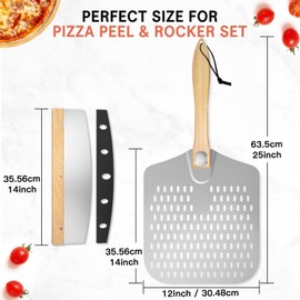 G.a HOMEFAVOR Pizza Peel Set: 12"x14" Aluminum Pizza Peel with Foldable Rubberwood Handle and Swing Arm Cutter for Kitchen Pizza Making