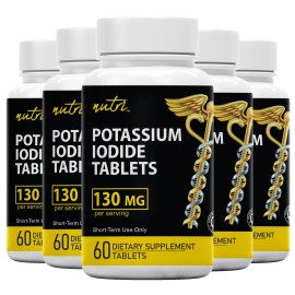 Nutri Supplements Potassium  Iodide Radiation Tablets 130 mg (5 Pack) - (300 Tablets) EXP 2033