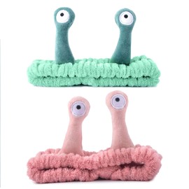 GWAWG Pack of 2 Hair Bands Cosmetic Snail Headband Use for Make-Up Skin Care Face Washing Spa Beauty for Women Girls Green and Pink