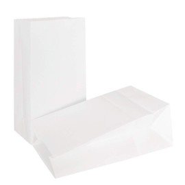 KEYYOOMY Small Bright Color Paper Bags White Party Goody bags for Wedding Baby Shower Kid’s Birthday Party (White, 50 CT, 4.7 X 2.4 X 8.7 In)