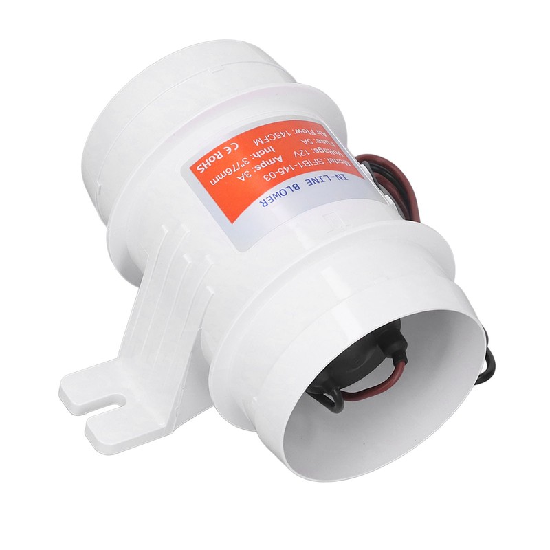 In Line Air Blower 3in 145CFM 12V High Efficiency Marine