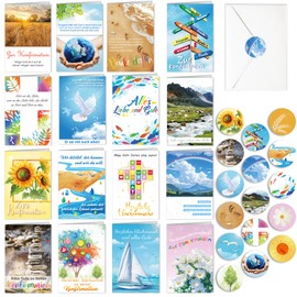 DPKOW Pack of 16 Confirmation Cards with Saying, Confirmation Greeting Cards for Girls and Boys, Confirmation Greeting Cards with Envelope, Seal Stickers, Confirmation Folding Cards