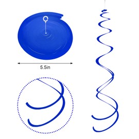 Ceiling Swirl Foil Decorations Hanging Plastic Streamer Themed Swirl Party for Graduation Celebration, Pack of 28 (Blue and Gold)