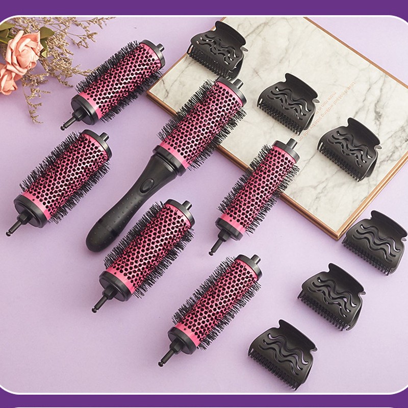 6 Pcs Round Hair Brush Set Detachable Ergonomic Handle Soft